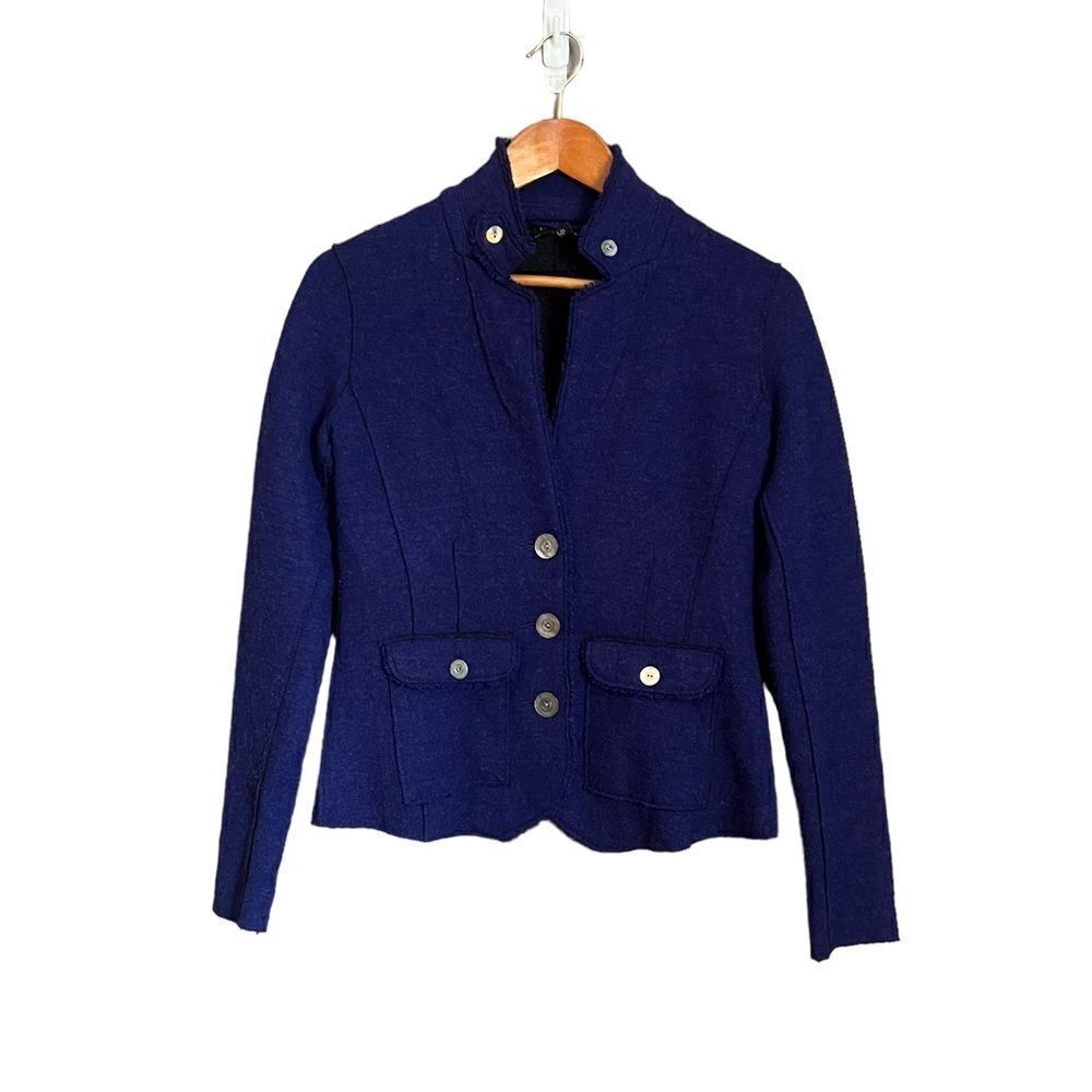 Eileen fisher‎ blue merino wool blend sweater blazer
